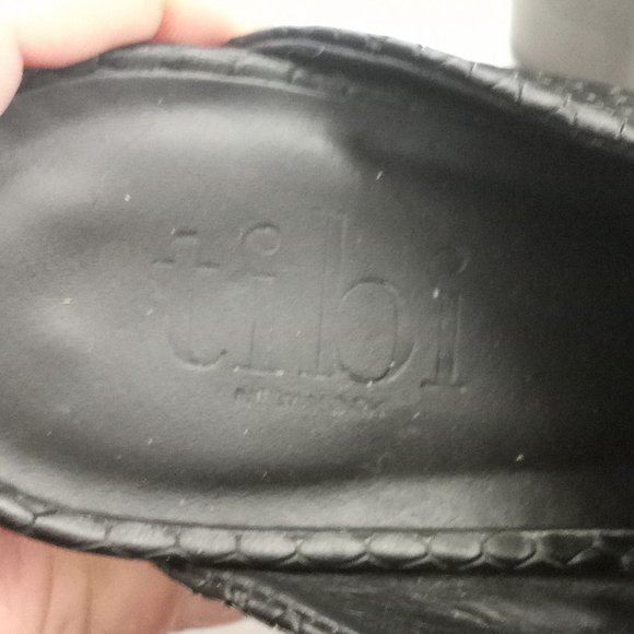 Tibi Womens Black Laser Cut Open Toe Wood Stacked Block Heel Mules 38 - Picture 8 of 8